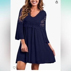 NWT Small Vintage Floral Lace V Neck 3/4 Bell Sleeve Cocktail Wedding Party